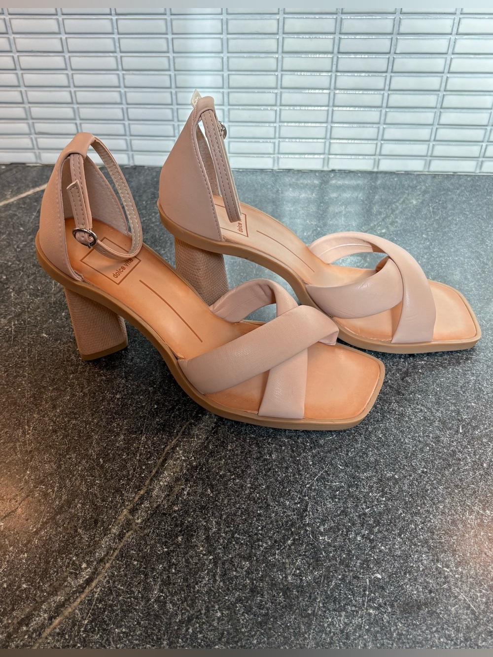 Dolce Vita Farah Blush Crisscross Block Heel Sandals